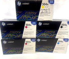 Genuine Set of 5 HP Laserjet 504A CE250A Series Toner Cartridges BYMC picture