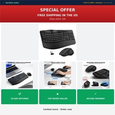 ULSOU Wireless Keyboard and Mouse Combo 2.4G Ergonomic Wave Keys with Wrist picture