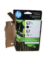 Genuine HP 67XL Black & HP 67 Tri-Color Ink Cartridge 2-Pack Printer Ink picture
