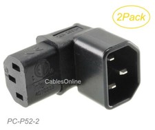 2-Pack Right-Angle Down IEC 320 C14 Male to IEC 320 C13 Female Power Adapters picture