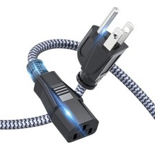Power Cord, 3 Prong AC Power Cable 6.6FT(2m) Nylon Braided Replacement 3 Pin ... picture