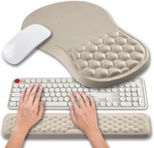 2 In 1 Ergonomic Mouse Pad Wrist Support Keyboard Rest Full Memory Gel Apricot picture