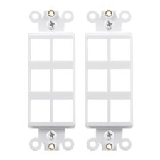 2x 6 Hole Port Keystone Jack Insert Decora Style Wall Plate Modular 1-Gang White picture