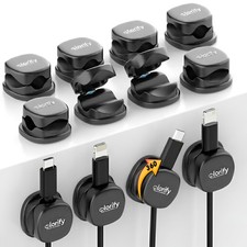 12 Pack Rotatable Spring Cable Clips, Adhesive Cord Organizer 12, Black picture