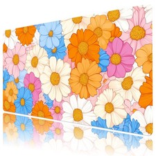Pink Daisy Blue and Orange Floral Desk Pad for Keyboard Desk Mat 31.5x15.7 inch picture