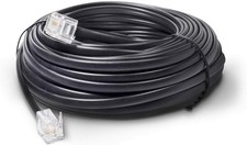 100 FT Feet Modular Phone Line Cord - High Quality 2 Conductor - Black - 1 Pack picture