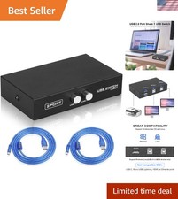 2 Port USB 2.0 Manual Sharing Switch Hub, Printer Scanner Splitter Adapter wi... picture