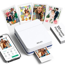 Nelko PP01 Photo Printer, 2x3 Portable Mini Printer with 100 Sheets, White picture