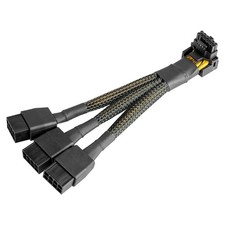 16Pin GPU Cable to 3X 8 Pin Pcie Extension - 16AWG PCIE 15 centimeters, Black picture