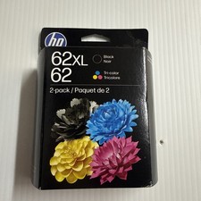New Hp 62XL and 62 Tri Color Printer Ink Cartridges BRAND NEW EXP MAR 2027 picture