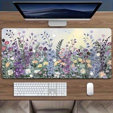 1pc 2D Flat, Large, Thickened, Non-Slip Gaming Mouse Pad with Bright Floral Pa picture