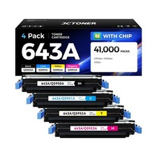 643A Toner Cartridge Set 4-Pack with Chip High Yield Replacement for HP 643A ... picture