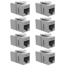 8x Cat6 RJ45 F/F Ethernet Coupler Joiner Snap-In Jack Keystone Wall Plate Gray picture