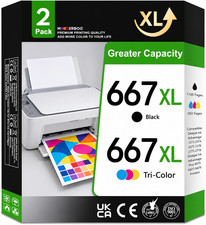 667XL Black/Color Ink 2-Pack for HP DeskJet 2374 2776 6075 6475 667XL Hi Yield picture
