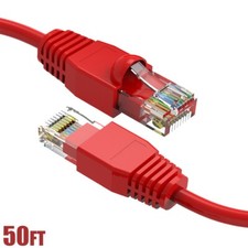 50FT Cat6A RJ45 Network LAN Ethernet UTP Patch Cable Copper Wire Gold 24AWG Red picture