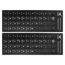 2Pcs Burmese Keyboard Stickers PC Keyboard Stickers Black Background with Whi... picture