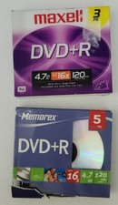 Maxell DVD+R 3 pk PLUS Memorex DVD+R 5 pk NEW 16x 4.7 GB 120 Minute picture