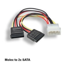 6inch Molex LP4 4Pin to 2-SATA 15Pin Power Cable for PC Internal HDD Motherboard picture