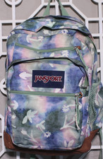 JanSport Backpack Blue Green Pink Cool Student School College Book Bag 17x12x9 picture
