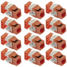 12 Pcs Cat5e RJ45 Network LAN Ethernet Keystone Jack 180° 110 Punch Down Orange picture