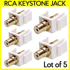 5PCS RCA Keystone Jack Modular Insert Female to Female Coupler with White Center picture