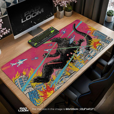 Retro Godzilla City Attack Mouse Pad, Japanese Kaiju Gaming Desk Mat picture