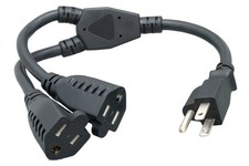 Cablelera Power Cord Extension and Splitter, NEMA 5-15P to NEMA 5-15R x 2, 16... picture