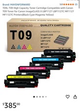 4pk for Canon T09 Complete Toner Set Black Cyan Magenta Yellow w/Chip Sealed picture
