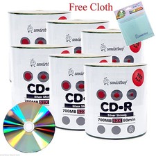 600 Pack Smartbuy CD-R 52X 700MB Shiny Silver Blank Disc+ FREE Micro Fiber Cloth picture