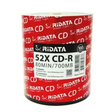 100 RITEK RIDATA 52X Blank CD-R CDR Branded Logo 700MB Recordable Media Disc picture