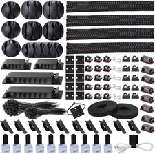 Cable Management Organizer Kit with Cable Sleeves Clips Ties and Mounts for picture