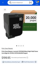 Print.Save.Repeat. 74C1HK0 Black Toner Cartridge for CS720, CS725 [20k pgs] picture