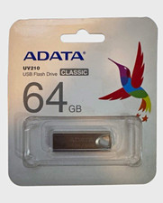 ADATA UV210 64GB USB 2.0 USB-A Flash Drive Classic Silver Keyring picture