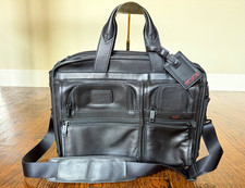 TUMI Alpha T-Pass Black Leather Laptop Briefcase (Model 96145DH) picture