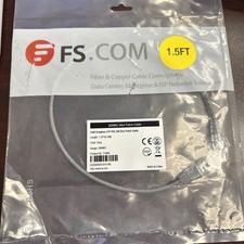 FS.com Cat6 Snagless UTP Slim Patch Cable 1.5FT 28AWG RJ45 Gray 71886 Grey picture