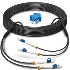 50ft/15m LC to LC Armored Fiber Optic Cable, Outdoor Fiber Patch Cable, Singl... picture