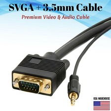 SVGA Super VGA Audio 3.5mm Monitor Cable Male 3 6ft 10ft 15ft 25ft 35ft 50ft Lot picture