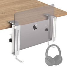 No Drill Adjustable Desk Side Laptop Mount Headphone Hook (White) picture