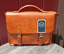 ECOSUSI Vegan Leather Messenger Bag Brown Laptop Briefcase Vintage Style NWT picture