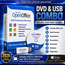 OpenOffice 2026 DVD & USB Combo Office Suite for Windows Fonts Templates picture