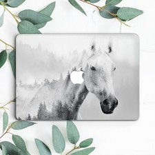 Gray Horse Foggy Forest Nature Animal Hard Case For Macbook Pro 13 15 16 Air 13 picture