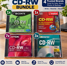 CD-RW Rewritable Disc Bundle Sony TDK Memorex Imation 12 Discs New Sealed picture