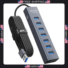 Amazon Basics 4ft 7-Port USB 3.0 Hub Aluminium Desktop USB Extender 1.2m picture