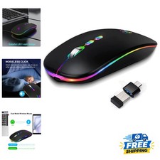 Portable Slim Wireless Mouse with LED Lights - Quiet Clicks & Rechargeable Power picture