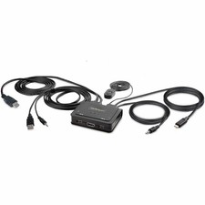 StarTech 2-Port Hybrid USB-C HDMI Cable KVM Switch, 4K 60Hz, Compact KVM with picture