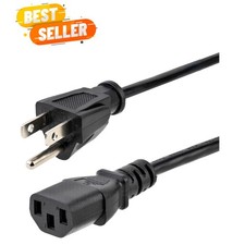 15ft 4.5m Computer Power Cord, NEMA 5-15P to C13, 10A 125V, 18AWG, Black Repl... picture