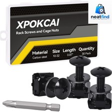 30-Pack 10/32 Set Rack Screws with Nylon Washers and Cage Nuts for Server Rac... picture