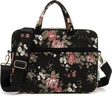 15-15.6 Inch Black C Rose Patten Shoulder Messenger Bag for Laptops and Tablets picture