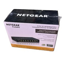 Netgear ProSAFE 8-port 10/100 Desktop Ethernet Switch Model FS108 FACTORY SEALED picture