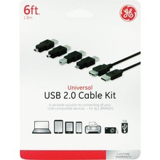GE Universal USB 2.0 Adapter Kit for All Brands 6ft Cable 33758 picture